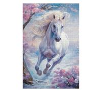 75x50cm/1000pcs Rompecabezas De Piezas para Adolescentes Wild White Horse in Winter Rompecabezas para Adultos Juegos Relajantes Ensamblaje De Patrones Gran Regalo para Jugar 75x50cm/1000pcs