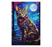 75x50cm/1000pcs Rompecabezas para Adolescentes Bengal Cat Stained Blue Rompecabezas para Adultos Juego Práctico Ensamblaje De Patrones Regalos Y Cumpleaños Únicos 75x50cm/1000pcs