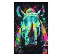 75x50cm/1000pcs Rompecabezas para Adolescentes Colorful Rhino Portrait Rompecabezas Juguetes Antiestrés Decoración Cumpleaños, Navidad 75x50cm/1000pcs