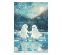 75x50cm/1000pcs Rompecabezas para Adolescentes Ghost Couple Ice Skating Winter Snow Rompecabezas para Adultos Juego Práctico Desafío Difícil Ayuda A Ejercitar El Cerebro 75x50cm/1000pcs