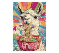 75x50cm/1000pcs Rompecabezas para Adolescentes Llama Eating Ramen Japan Retro Rompecabezas Práctico para Adultos: Análisis Y Lógica del Juego Cumpleaños 75x50cm/1000pcs