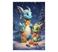 75x50cm/1000pcs Rompecabezas para Adultos Dragon Christmas Family Rompecabezas para Adultos Juguetes Antiestrés Una Obra De Arte Regalos De Cumpleaños Y Únicos 75x50cm/1000pcs