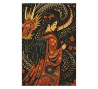 75x50cm/1000pcs Rompecabezas para Adultos Geisha and Dragon Art Illustration Rompecabezas para Adolescentes Juego De Ingenio Análisis Y Lógica Regalos para Amigos Y Familiares 75x50cm/1000pcs