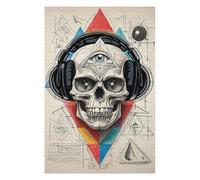 75x50cm/1000pcs Rompecabezas para Adultos Geometric Skull Eye Music Rompecabezas para Adultos Juegos Familiares Montaje De Patrones Cumpleaños Y Navidad 75x50cm/1000pcs