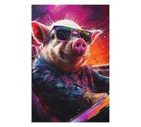 75x50cm/1000pcs Rompecabezas para Adultos Regalos De Rompecabezas Vibrant Pig in Sunglasses Rompecabezas Juego Práctico Regalos para Mujeres Regalos para Amigos Y Familiares 75x50cm/1000pcs