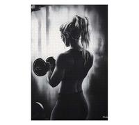 75x50cm/1000pcs Rompecabezas Woman Lifting Weights in Monochrome Style Rompecabezas para Adultos Juegos Relajantes Mejora La Memoria Cumpleaños Y Navidad 75x50cm/1000pcs