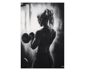 75x50cm/1000pcs Rompecabezas Woman Lifting Weights in Monochrome Style Rompecabezas para Adultos Juegos Relajantes Mejora La Memoria Cumpleaños Y Navidad 75x50cm/1000pcs