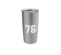 76 Número setenta y seis equipos Deportes Grunge Varsity Matching Vaso térmico de acero inoxidable de doble pared