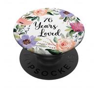 76 Years Loved 76th Birthday Floral 76 Years Loved Women PopSockets PopGrip Adhesivo