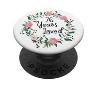 76 Years Loved Men Women Floral 76 Year Old 76th Birthday PopSockets PopGrip Adhesivo