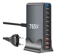765 W USB C cargador múltiple con 10 puertos, GaN III USB cargador rápido múltiple con 7 x USB-C y 3 x USB-A, PD140W, 100 W, 65 W, 30 W Power Ladestation USBC para MacBook, iPh0ne, iPad, Galaxy más