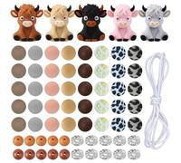 76PCS/Setsilicone Focal Beads, 3D Highland Cow Beads para hacer llaveros, suministros de bricolaje para bolígrafos, pulseras, manualidades DIY