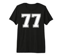 77 Número Setenta y Siete Equipo Deportivo gráfico Varsity Matching Camiseta Premium