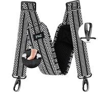 77 pulgadas Correa de Hombro, Correa de Bolsa Universal con Cojín Fijo Ultra Grueso y Hebillas de Doble Equilibrio para Bolsa de Hombro,Equipaje,Cámara,Bandolera,etc - Telar Jacquard Blanco Negro