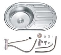 77 x 50 cm fregadero redondo de acero inoxidable estante - Izquierda fregadero de cocina fregadero