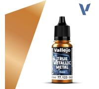 Vallejo Pintura True Metallic Metal 123 Imperial Gold, Efecto Metálico, Alto Poder de Cubrición, Aplicación a Pincel, Botella de 18 ml con Cuentagotas