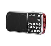 78-108MHz Radio FM Digital de Bolsillo, Reproductor de Video de Bolsillo con Altavoz estéreo de Radio Multifuncional de Bolsillo(Rojo)