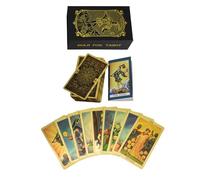 78 cartas de tarot inglés de lámina dorada, con 36 páginas de guía en inglés, PVC, impermeable y a prueba de arrugas, duraderas, adecuadas para jugadores y coleccionistas avanzados de tarot (patrón
