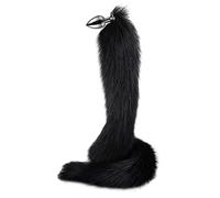 78 cm extra largo artificial foxtail anal plug metal anal butt plug consolador con foxtail prostate stimulation anal dilator SM sexy role play fetish sex toys for women men beginners(M)