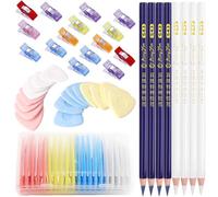 78 Piezas Accesorios de Costura, Tiza Costura + Lápiz De Costura + Pinzas Costura para Tela, Bolígrafos Triangulares de Sastrería, Clips de Tela, Para Marcar Diversos Tejidos Y Cueros