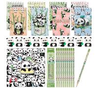 78 Piezas Panda Regalo de Cumpleaños para Niños, Set de regalos de fiesta Panda, 8 Mini Bloc de Notas+10 Bolígrafo Neutro+10 Borrador+50 Pegatinas, Regalos de Papelería Panda para Niños