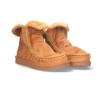 78875 Botin Plano para Mujer, Estilo Australiano, Material Aterciopelado, Forrado de Pelo, de Punta Redonda. Camel Talla 40