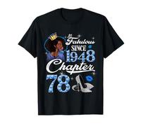 78th Birthday Black Queen Chapter 78 Fabulous Since 1948 Camiseta