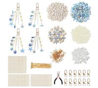 796 Piezas Kit para Hacer Llaveros, Kit Llaveros Manualidades para Bolsos | con Colgantes, Cuentas, Clips para Llaves, Cadenas de Extensión, Anillos de Salto, Alfileres de Ojo, Alicates Joyería, Azul