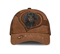 799 Hombres Mujer Trucker Gorra Deportiva Sombrero De Béisbol Casuales Vintage Sombrero De Papá Dachshund, My Heartbeat para Perro Dachshund En Cuero Marrón