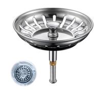 79mm Cesta Colador Acero Inoxidable,Universal Fregadero, Tapon Fregadero Cocina de Acero Inoxidable, para Desagüe Universal, con 2 Pernos Excéntricos Ajustables, Filtra Residuos y Evita Atascos