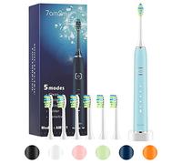 7am2m Cepillo de dientes eléctrico Sonic con 6 cabezales de cepillo para adultos y niños, carga rápida inalámbrica, 5 modos con temporizador inteligente de 2 minutos, cepillos de dientes eléctricos