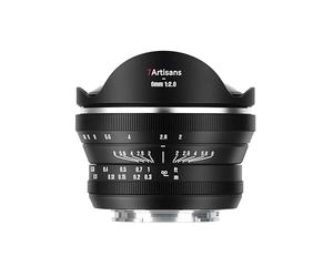 7artisans 6 mm F2 APS-C Lente de ojo de pez ultra gran angular, enfoque manual con ángulo de visión de 220° para cámaras Fuji X-Mount sin espejo X-A1, X-A10, X-A2, X-A3, X-PR03, X-E1, X-E2, X-E2S