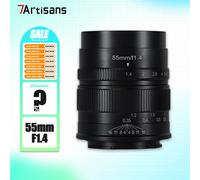 7artisans APS-C 55mm F1.4 teleobjetivo medio para humanidades lente de cámara de gran apertura para Sony E Fujifilm XF Canon EOS-M M43 montaje 55mm F1.4 Black