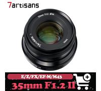 Lente de Cámara 7artisans APS-C 35mm F1.2 II de Gran Apertura para Fotografía Humanista con Montura Sony E, Fuji X, Nikon Z, RF, Canon M43 Negro