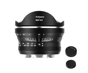 7artisans Lente de cámara ojo de pez F2.0 de 6 mm APS-C, enfoque manual, gran angular, gran apertura, compatible con cámaras Sony E-mount FS5/FS7/FS7M2/FS5M2K/A3000/A5000/A6000