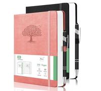 7CDXD 2 Pack Notebook for Work, Leather Journal for Women Men, A5 College Ruled Journal Notebook, Hardcover Notebooks with Pens,100GSM Paper, Office Supplies(Pink & Black)