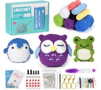 7CDXD Kit de ganchillo para principiantes, kit de crochet para principiantes, con tutorial de vídeo, kit de iniciación de crochet, regalos de cumpleaños para adultos y niños
