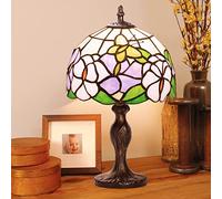 7CDXD Lámpara Stained Glass Mesa 8 Pulgadas Vintage Lamparas Stained Glass de con Pantalla de Vitral Hecha a Mano y Base de Metal para Decorar el Estudio de la Sala de Estar del Dormitorio