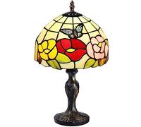 7CDXD Lámpara Tiffany Mesa 8 Pulgadas Vintage Lamparas Tiffany de con Pantalla de Vitral Hecha a Mano y Base de Metal para Decorar el Estudio de la Sala de Estar del Dormitorio