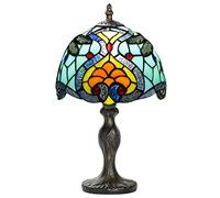 7CDXD Lámpara Tiffany Mesa 8 Pulgadas Vintage Lamparas Tiffany de con Pantalla de Vitral Hecha a Mano y Base de Metal para Decorar el Estudio de la Sala de Estar del Dormitorio