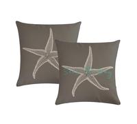 7COLORROOM Juego de 2 fundas de cojín con diseño de estrella de mar sobre fondo gris, fundas de cojín decorativas para el hogar, 45,7 x 45,7 cm, para sofá, porche (gris, 45,7 x 45,7 cm)