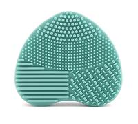 7colors Limpiador de Cepillo de Maquillaje, Guantera de Silicona de Corazón de la Herramienta de Limpieza Cosmética Lavado de la Almohadilla del Depurador para (GREEN)