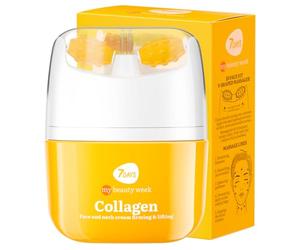 7DAYS Crema Facial y de Cuello Coreana con Colágeno y Rodillo de Masaje - Efecto Lifting, Reafirmante y Mayor Elasticidad, Acción Alisadora y Rellenadora, para la Papada, 40 ml