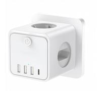 7en 1 ladrón múltiples Tomas USB,Ladron Enchufes Múltiple con 2 Europea y 1 Toma Schuko CA Regleta, Enchufe Multiple Pared con Interruptor, Enchufe USB para Oficina, Cocina y Habitación
