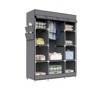 7H SEVEN HOUSE Armario Ropero de Tela Triple con Gancho y Bucle Blanco/Gris 128x45x169cm 7house