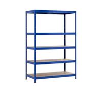 7H SEVEN HOUSE Estantería Modular Acero Galvanizado Azul y Madera con 5 Baldas Ajustables | Estantería de Almacenaje Uso Doméstico y Profesional | 180x120x60cm Carga Máxima 1250Kg