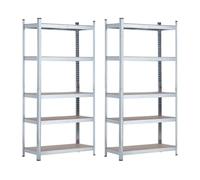 7H Seven House - Estantería Modular Almacenaje (Pack 2), Acero Galvanizado y MDF Antihumedad, Hogar, Trastero, Garaje, 5 Baldas Ajustables, Carga Máxima 875Kg, 90x40x180cm (Largo x Ancho x Alto)
