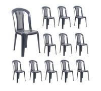 7house Pack 12 Sillas de Exterior Apilables sin Reposabrazos Napoli 42x49x88cm 7house