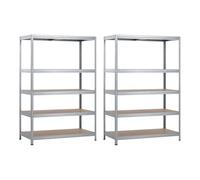 7H SEVEN HOUSE Pack 2 Estanterías Modulares Galvanizadas con 5 Baldas Ajustables 180x120x60cm 1250Kg 7house