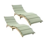 7house Pack 2 Tumbonas Reclinables en Madera de Acacia con Cojín 168x54x55cm 7house